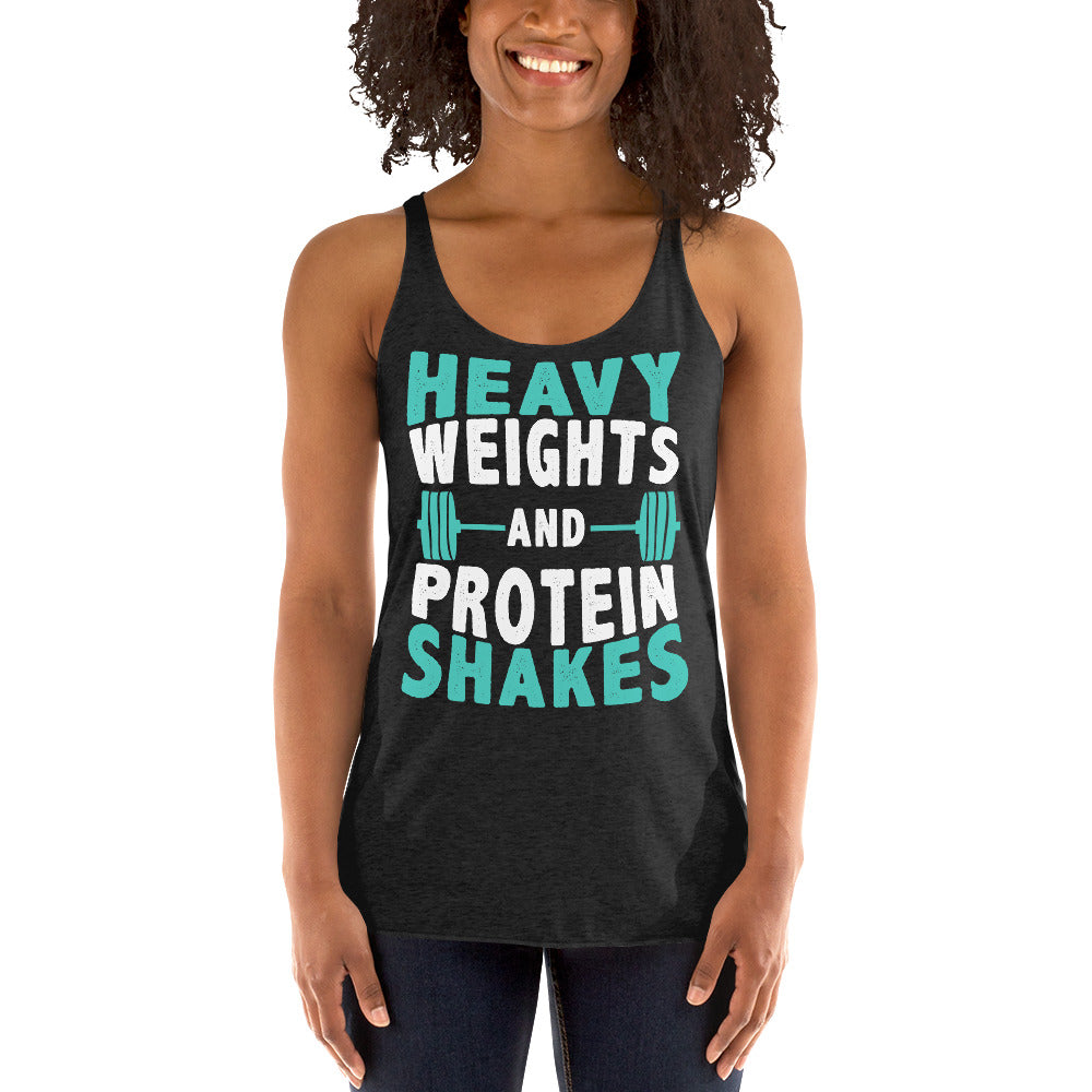 Heavy Weights and Protein Shakes - Women's Racerback Tank