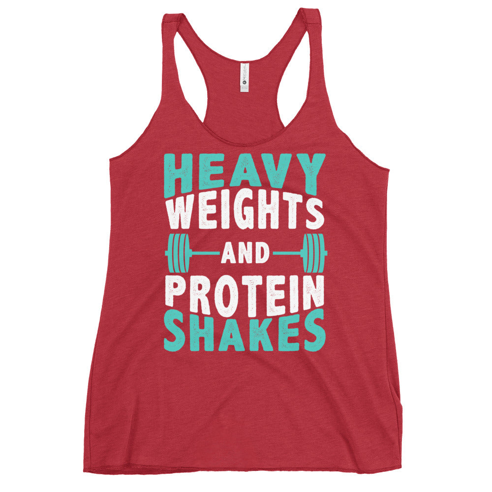 Heavy Weights and Protein Shakes - Women's Racerback Tank